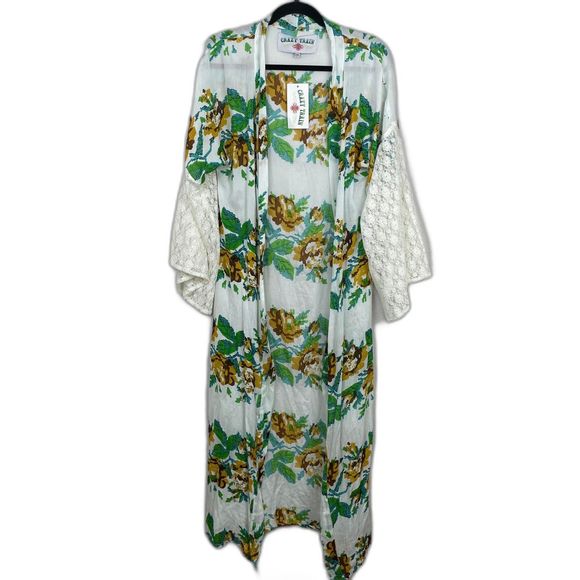 Crazy Train Sweaters - Crazy Train Boho Lace Duster Women OS Southwest Floral Long Sleeve Maxi Open NWT